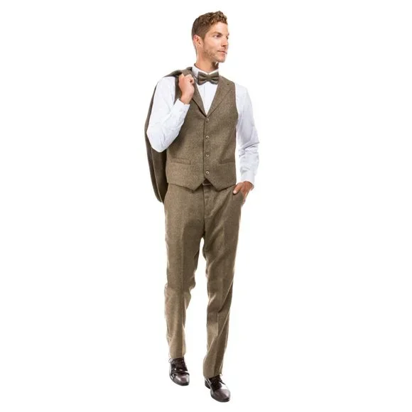 Hybrid Fit Classic Tweed Tan Mens Suit by Sean Alexander - Picture 6 of 7